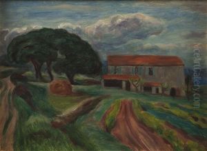 Paysage From The Saint-tropez Area With A Farm by Josef Pankiewicz