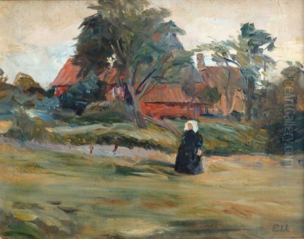 Westfalische Landschaft Mit Kotten. Ol Auf Hartfaserplatte. In Ol Unten Rechts Signiert. - view 1