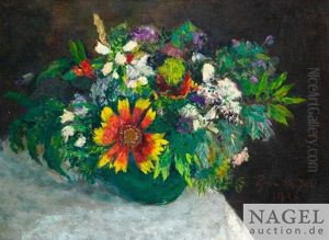 Blumenstillleben Mit Sonnenauge Und Campanula by Bernhard Pankok