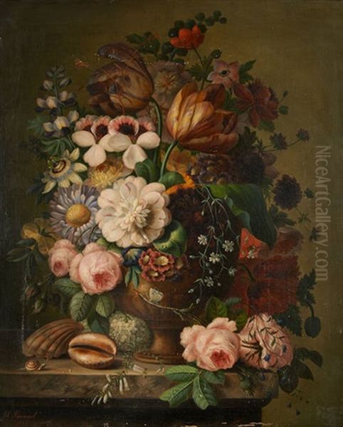 Vase Fleuri Sur Un Entablement - view 1
