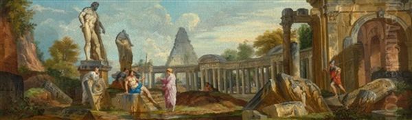 Architectural Capriccio With The Farnese Hercules And The Pyramid Of Cestius - view 1