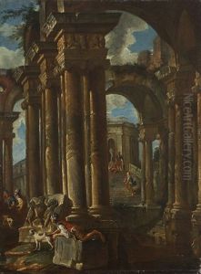 Capriccio Architettonico Con Figure by Giovanni Paolo Pannini