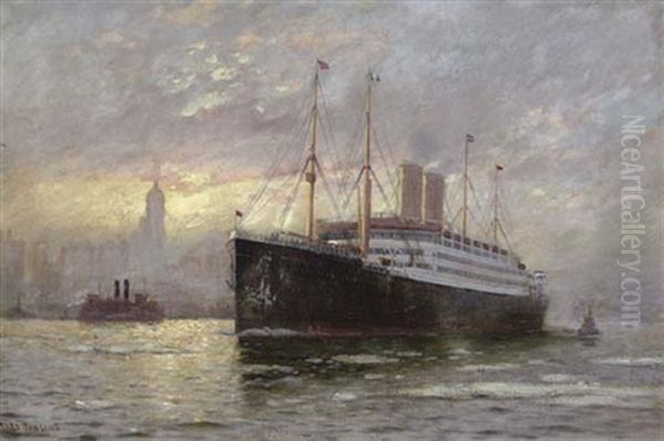 The "s.s. Kaiser Wilhelm Ii" In New York Harbor - view 1