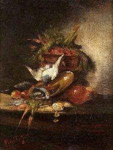 Still Life (+ Peasant Girl, Sketch; 2 Works) by Pericles Pantazis