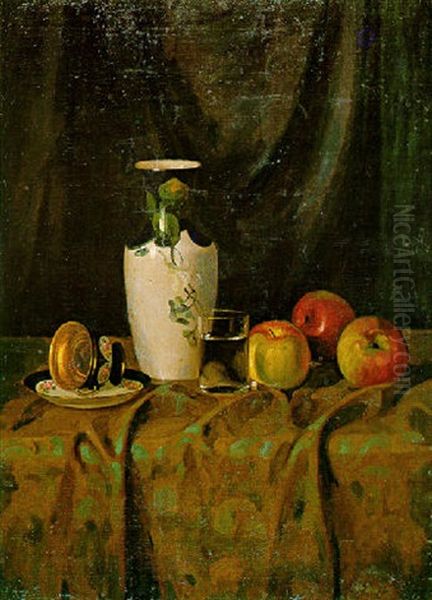 Still Life With Vase. Apples, Glass And Porcelain Cup - view 1