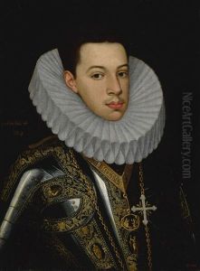 Portrait Of Prince Felipe Emmanuele Of Savoy (1586-1605), Half-length, Wearing The Badges Of The Orders Of The Annunziata And St. Mauricius And Lazarus by Juan Pantoja de la Cruz