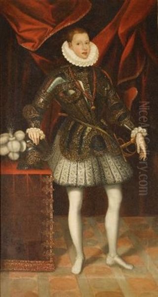Portrait Of The Infante Philip Iii Of Spain Aged 16, Full Length, Standing In Royal Armour, Wearing The Order Of The Golden Fleece - view 1