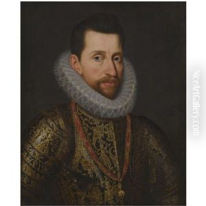 Portrait Of Archduke Alberto Of Austria, Ruler Of Flanders, Half Length, Wearing Richly Decorated Ceremonial Armour And The Order Of The Golden Fleece