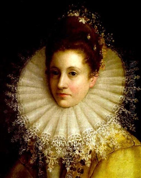 A Portrait Of An Elegant Lady In A White Ruff - view 1
