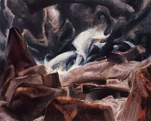 Waterfalls Among The Rocks Near Pegg's Cove, Atlantic Cove by Lawrence Arthur C. Panton