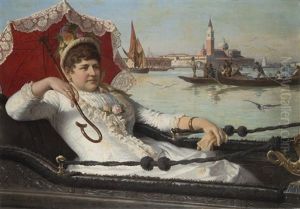 La Signora In Gondola Con Venezia Sullo Sfondo