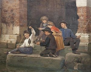The Broken Plate; Children Fishing (2 Works) by Antonio Paoletti