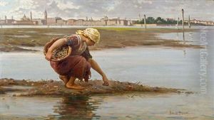 Muschelsammlerin In Der Lagune Von Venedig