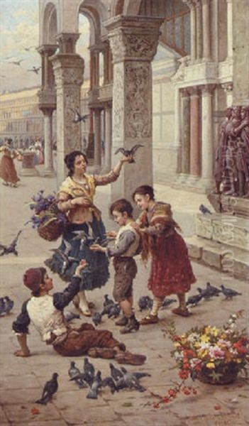 Feeding The Pigeons At Piazza St. Marco, Venice - view 1