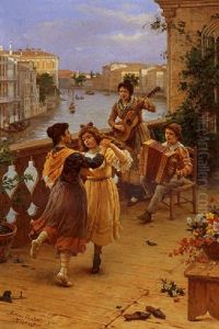 On A Venetian Balcony by Antonio Paoletti