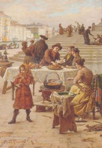 A Venetian Food Stall by Antonio Paoletti