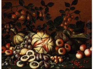 Stillleben Mit Melonen, Apfeln, Feigen, Birnen, Zitronen Und Granatapfeln by Paolo Paoletti