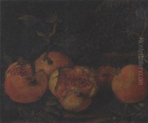 Melograni Con Uve Nere Su Un Piano Di Legno by Paolo Paoletti