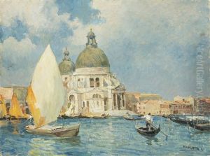 Venezia. Canale Con La Basilica Di Santa Maria Della Salute