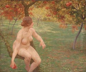 Nudo Di Donna Con Melograno Nel Prato
