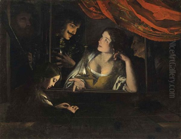 Figures In An Interior Around A Lantern - view 1