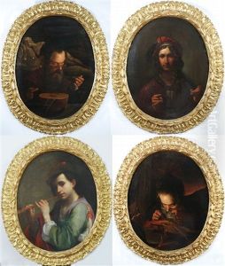 Allegorie Dei Quattro Sensi Con Strumenti Musicali (set Of 4) by Pietro Paolini