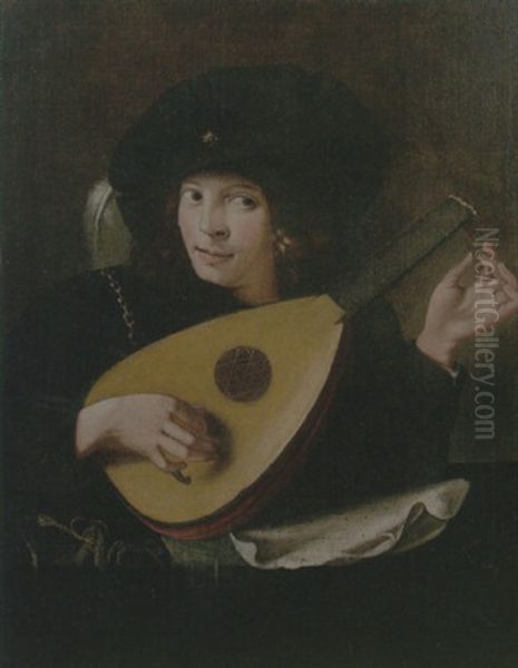 A Young Man Tuning A Lute - view 1