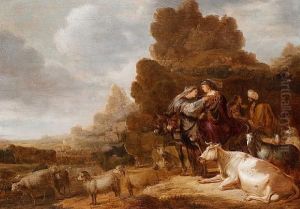 The Departure Of Abraham And Sarah From Lotand His Wife by Gerrit Claesz Bleker