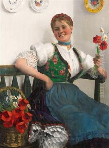 Madchen Mit Mohnblumen by Emil Pap