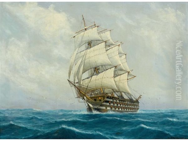 Sailing Ship At Sea - view 1