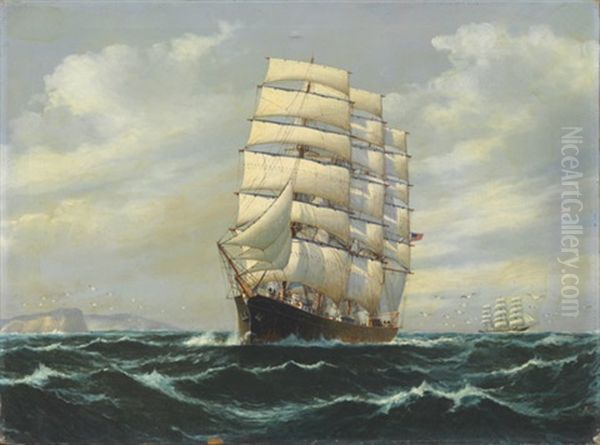 An American Clipper Ship Passing A Headland - view 1