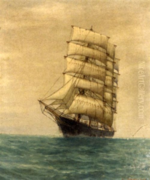 A Clipper Ship In Full Sail - view 1
