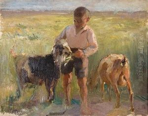 Boy With Goats by Stavros Papapanagiotou