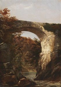 Kleine Schlucht Mit Hoher Steinbrucke