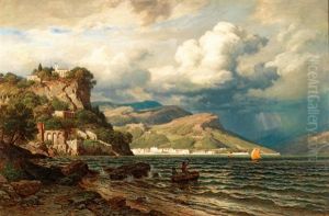 View Of Bellagio On Lake Como With View Of Menaggio On The Opposite Bank by Eduard Friedrich Pape