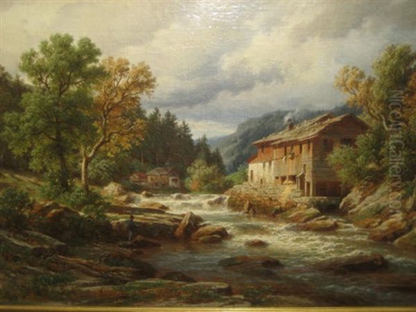 Millstream With Fishermen In The Foreground - view 1