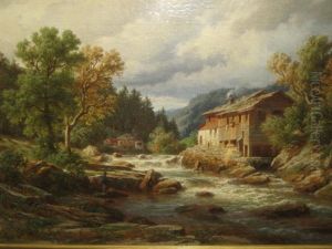 Millstream With Fishermen In The Foreground