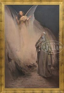 Large Illustration Showing The Actress Clara Syde In Her Role As Angel Of The Vision Scene In "canterbury Pilgrims"