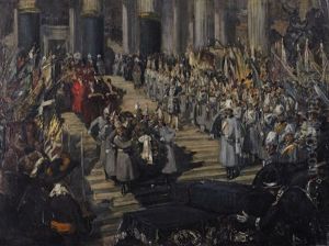 The Funeral Service Of Adolf Menzel by Wilhelm Pape