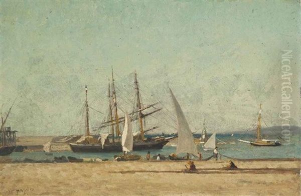 Preparing Nets At The Harbour Wall - view 1