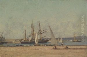 Segelschiffe Im Hafen by Victor de Papelen (Papeleu)