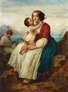 Italienische Fischerfamilie by Dominique Louis Ferreol Papety
