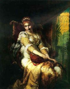Orientalist Interior With A Lady Seated With A Mandolin And A Dove