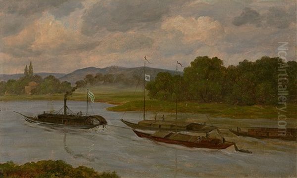 The First Haulage Steamboat On The River Elbe - view 1
