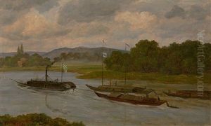 The First Haulage Steamboat On The River Elbe