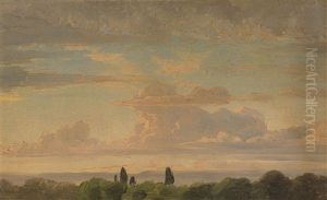 Landschaftsstudie In Der Abenddammerung by Gustav Friedrich Papperitz