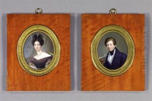 Portrait En Buste D'un Homme A La Redingote Bleue (+ Portrait En Buste D'une Dame De Qualite; 2 Works) by Louis Bertin Parant