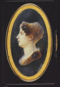 A Lady Wearing Dress With Button At Her Shoulder, Her Hair Plaited In A Top-knot by Louis Bertin Parant