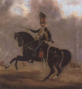 Portrait Of Captain Adolphus Bayard Of The 15th Hussars, Mounted On His Charger by James Pardon