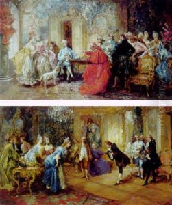 Cardinal Et Gentilhomme Jouant Aux Echecs Dans Un Salon by Vicente Garcia de Paredes
